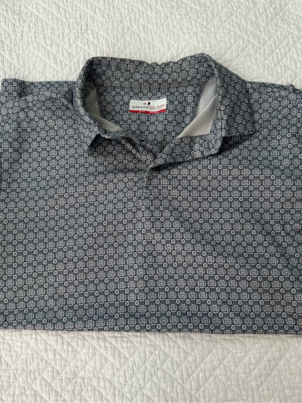 Grand Slam Men's Dark Gray Geometric Dri-Fit Polo Size M Golf Active Athletic - Picture 4 of 10